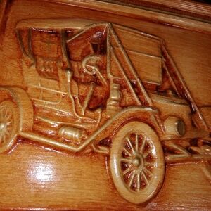 Vintage car picture on plague